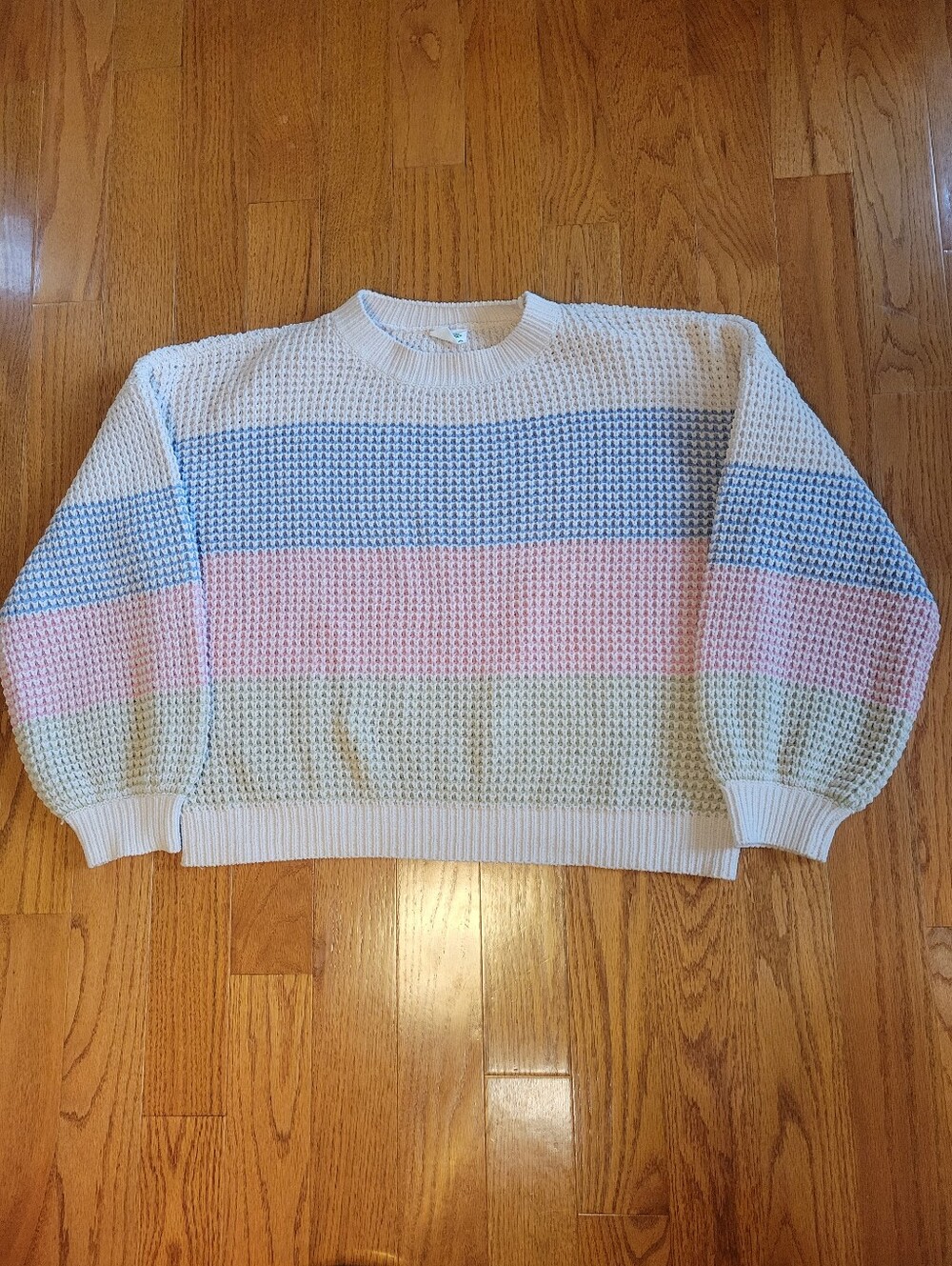 Pastel Waffle-Knit Crewneck Sweater - Picture 7 of 9